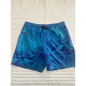 Men's‎ AVICII Swim Trunks Board Shorts Blue Graphic Drawstring Elastic Large